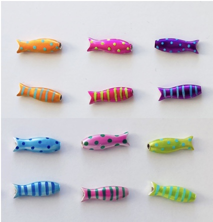 Emaillackfische - bunte Fische Silber mit Email gestreift oder gepunktet